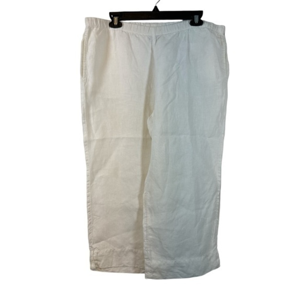 J Jill Wide Leg White Pants 100% Linen Size M/P Medium EUC #1191